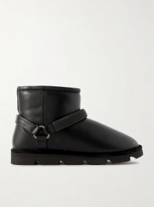 Bead-embellished shearling-lined padded leather ankle boots Bead-embellished shearling-lined padded leather ankle boots