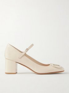 VLOGO embellished patent-leather Mary Jane pumps VLOGO embellished patent-leather Mary Jane pumps