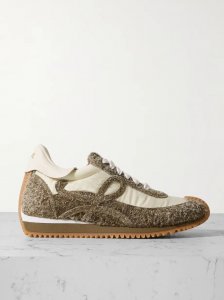Flow Runner leather-trimmed shell and brushed suede sneakers Flow Runner leather-trimmed shell and brushed suede sneakers