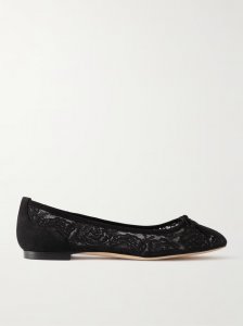 Verizzo bow-detailed suede-trimmed cotton-blend lace ballet flats Verizzo bow-detailed suede-trimmed cotton-blend lace ballet flats