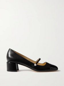 Elisa 45 embellished patent-trimmed leather Mary Jane pumps Elisa 45 embellished patent-trimmed leather Mary Jane pumps