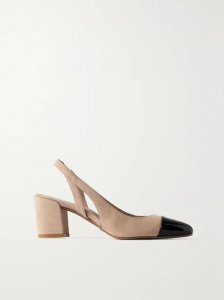 Suede and patent-leather slingback pumps Suede and patent-leather slingback pumps