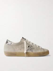 Super-Star snake-effect leather-trimmed suede sneakers Super-Star snake-effect leather-trimmed suede sneakers