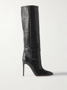 Croc-effect leather knee boots Croc-effect leather knee boots