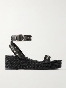 Rockstud Torchon 60 leather and silk rope platform espadrilles Rockstud Torchon 60 leather and silk rope platform espadrilles