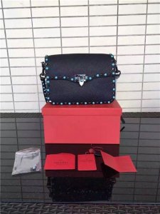 Valentino Rockstud textured-leather Black with turquoise stone Valentino Rockstud textured-leather Black with turquoise stone