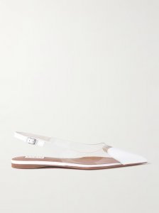 Cœur PU and patent-leather slingback point-toe flats