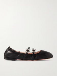 Crystal-embellished leather ballet flats Crystal-embellished leather ballet flats