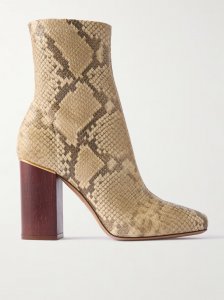 Ambre snake-effect leather ankle boots