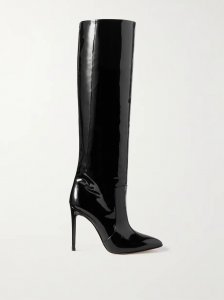 Stiletto patent-leather knee boots