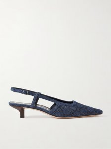 Demi crystal-embellished denim slingback pumps Demi crystal-embellished denim slingback pumps