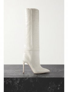 Croc-effect leather knee boots Croc-effect leather knee boots