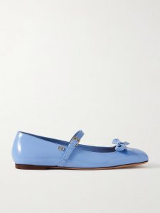 Bow-embellished patent-leather Mary Jane ballet flats Bow-embellished patent-leather Mary Jane ballet flats