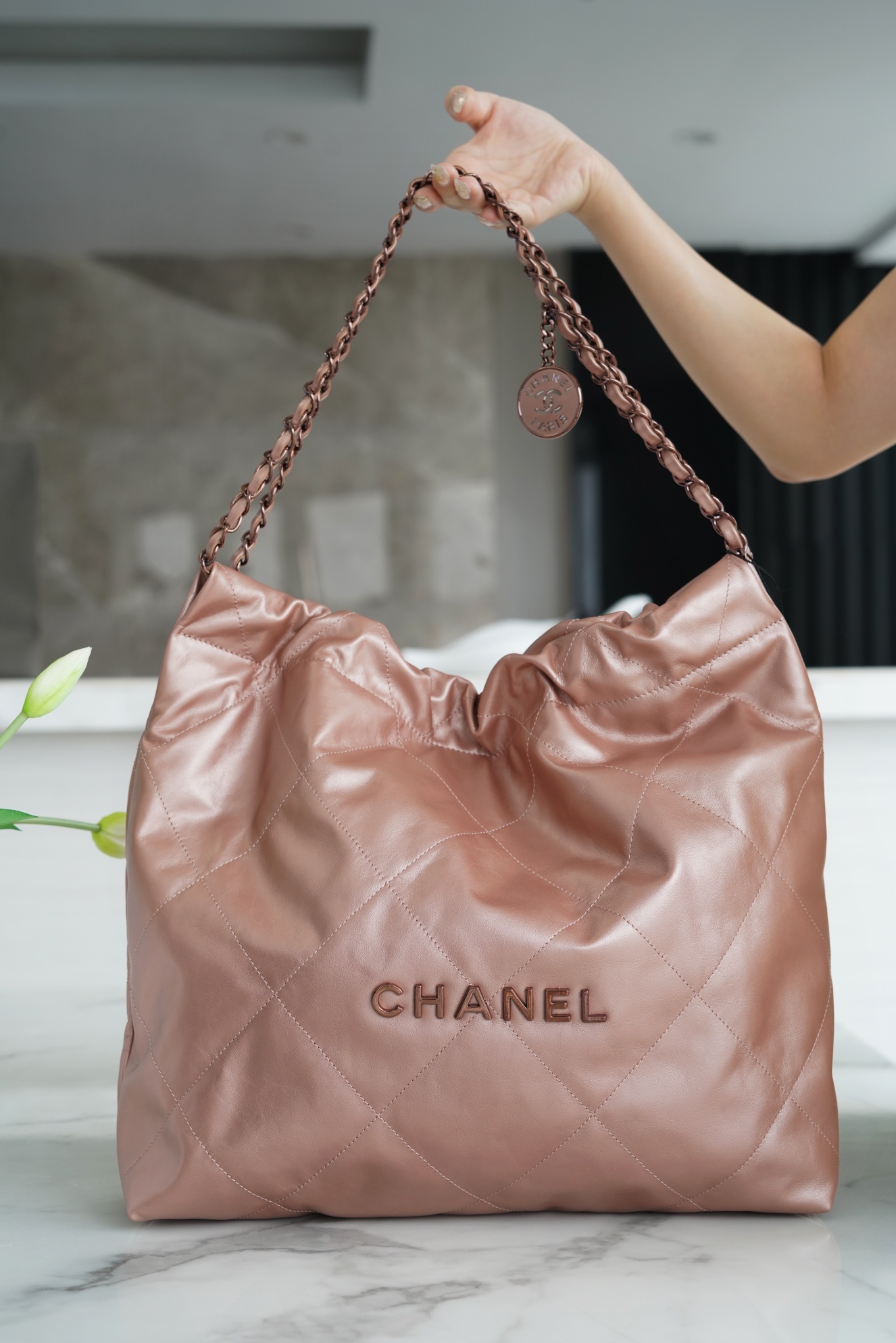 CHANEL HANDBAG Rose Gold CHANEL HANDBAG Rose Gold