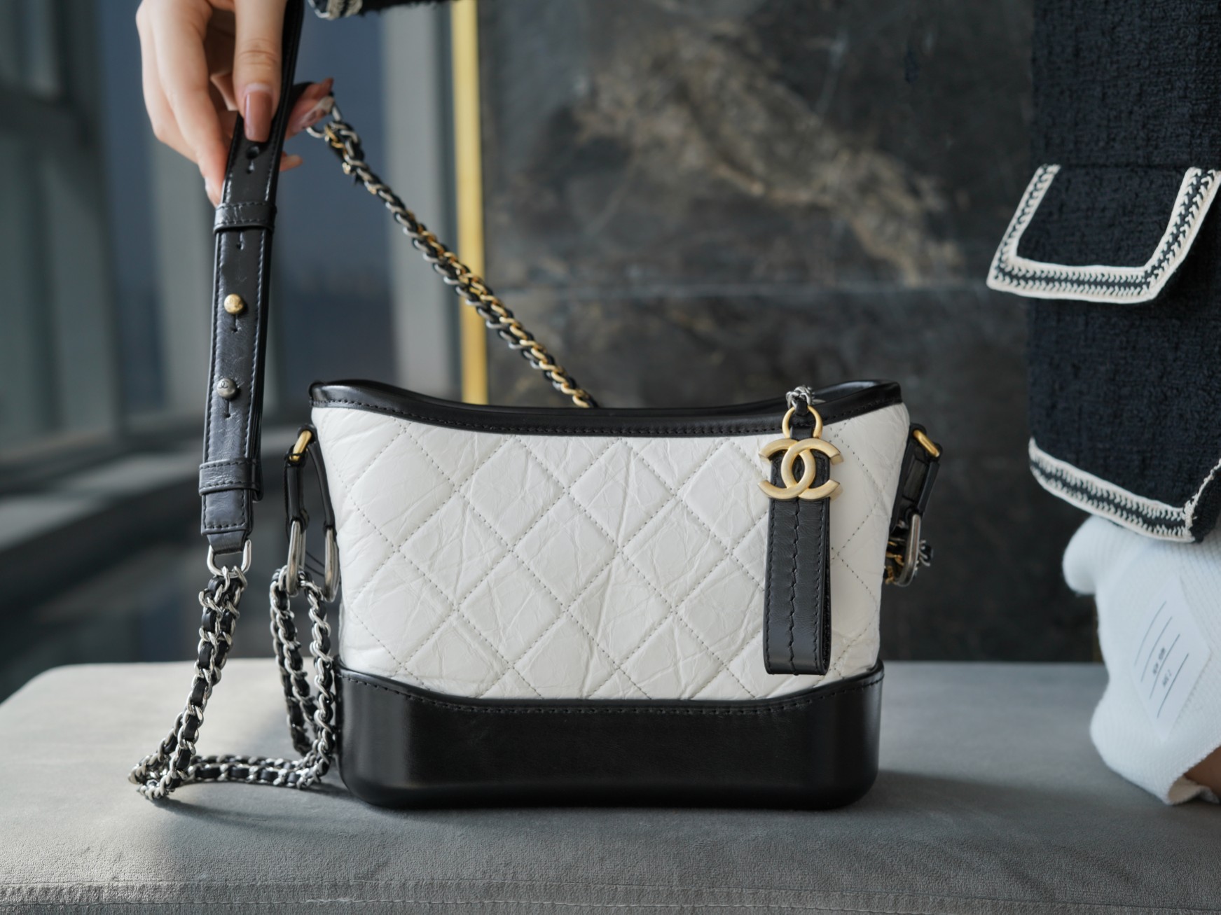 CHANEL CROSSBODY BAG Black and White Color CHANEL CROSSBODY BAG Black and White Color