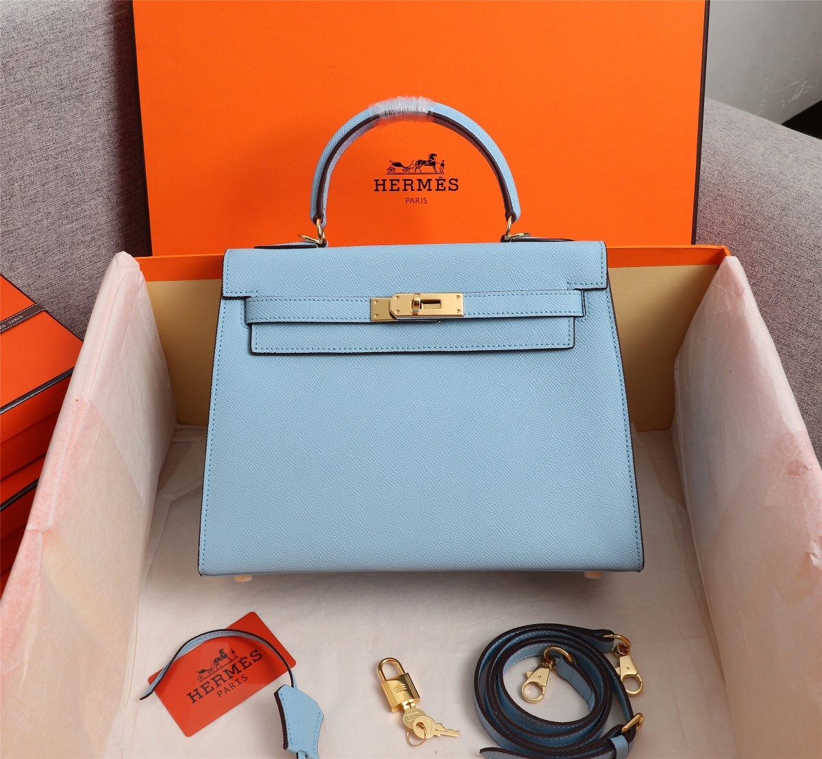 HERMES HANDBAG blue HERMES HANDBAG blue