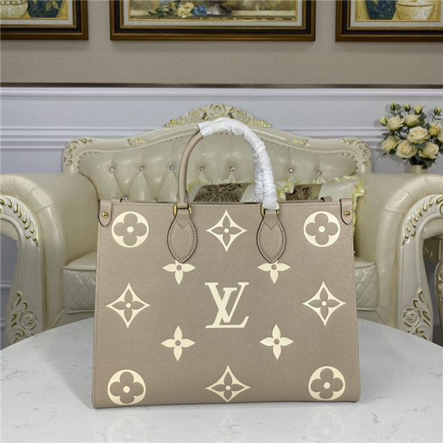 Louis Vuitton OnTheGo MM Monogram Empreinte Leather Tourterelle Bag Louis Vuitton OnTheGo MM Monogram Empreinte Leather Tourterelle Bag