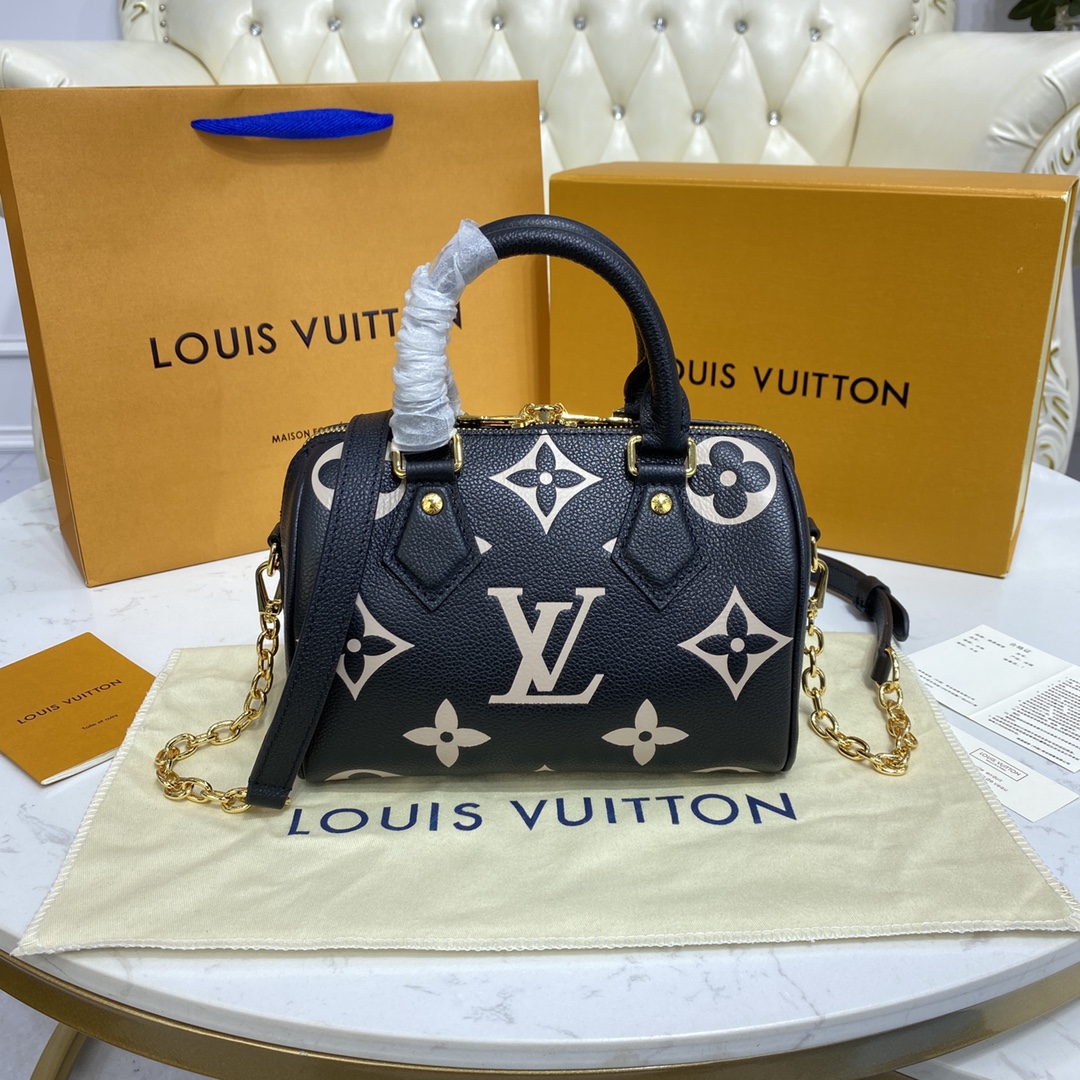 Louis Vuitton Monogram Empreinte Speedy Bandouliere 20 Black/Beige Louis Vuitton Monogram Empreinte Speedy Bandouliere 20 Black/Beige