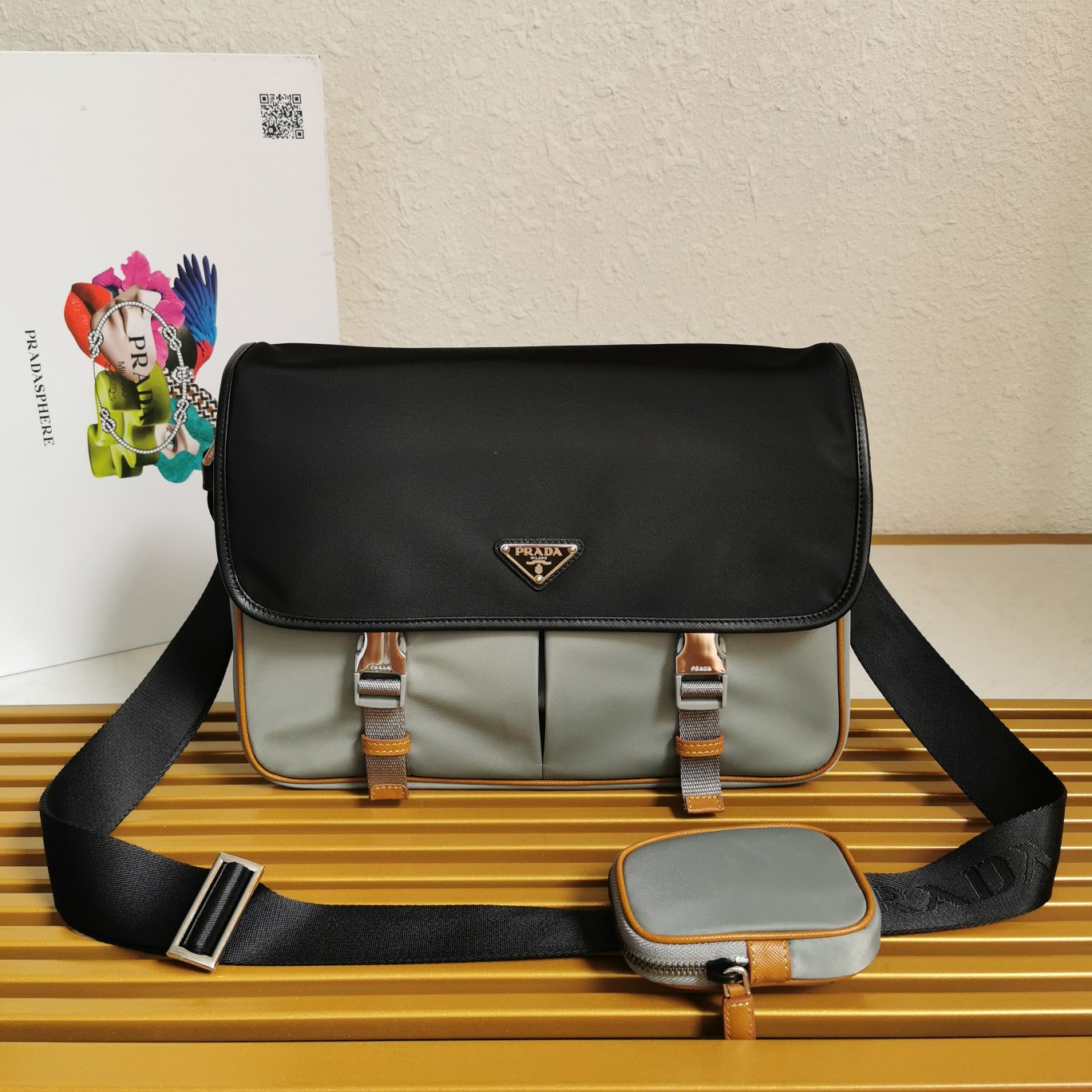 PRADA CROSSBODY BAG black/gray PRADA CROSSBODY BAG black/gray
