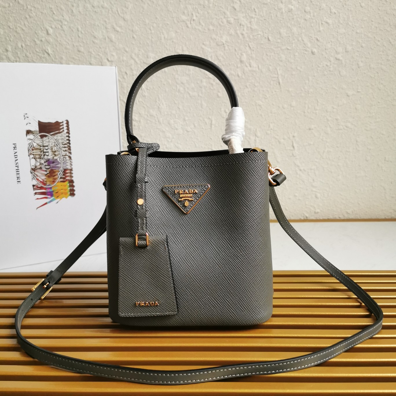 PRADA HANDBAG DOUBLE gray PRADA HANDBAG DOUBLE gray