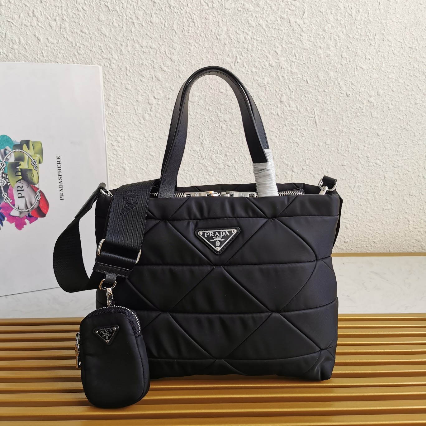 PRADA handbag tote BLACK PRADA handbag tote BLACK