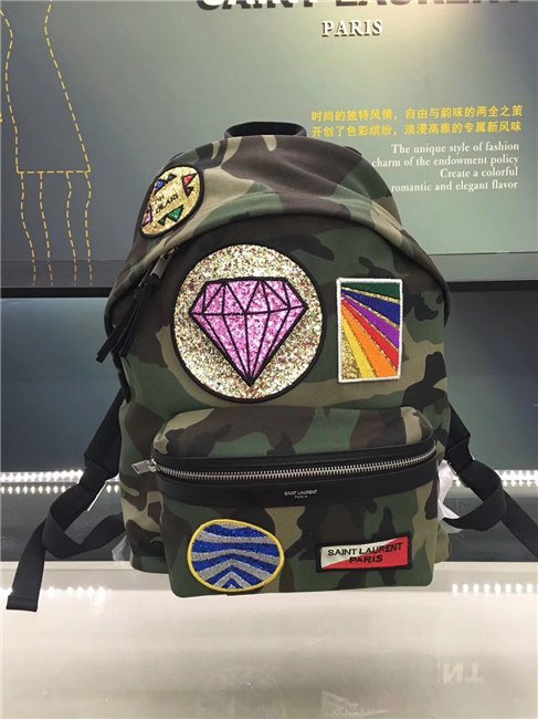 Yves Saint Laurent Classic City Backpack Khaki Cotton Gabardine Camouflage And Black Leather Yves Saint Laurent Classic City Backpack Khaki Cotton Gabardine Camouflage And Black Leather