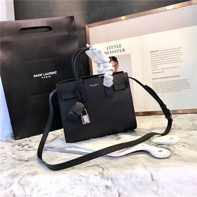Yves Saint Laurent Classic Nano SAC DE JOUR Black Grained Leather Yves Saint Laurent Classic Nano SAC DE JOUR Black Grained Leather