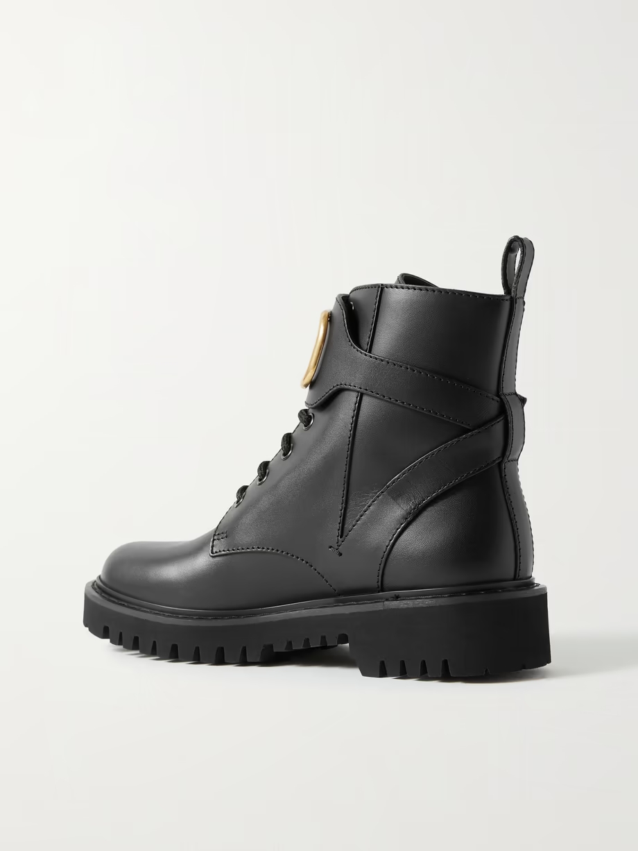 Go Logo embellished leather ankle boots Go Logo embellished leather ankle boots