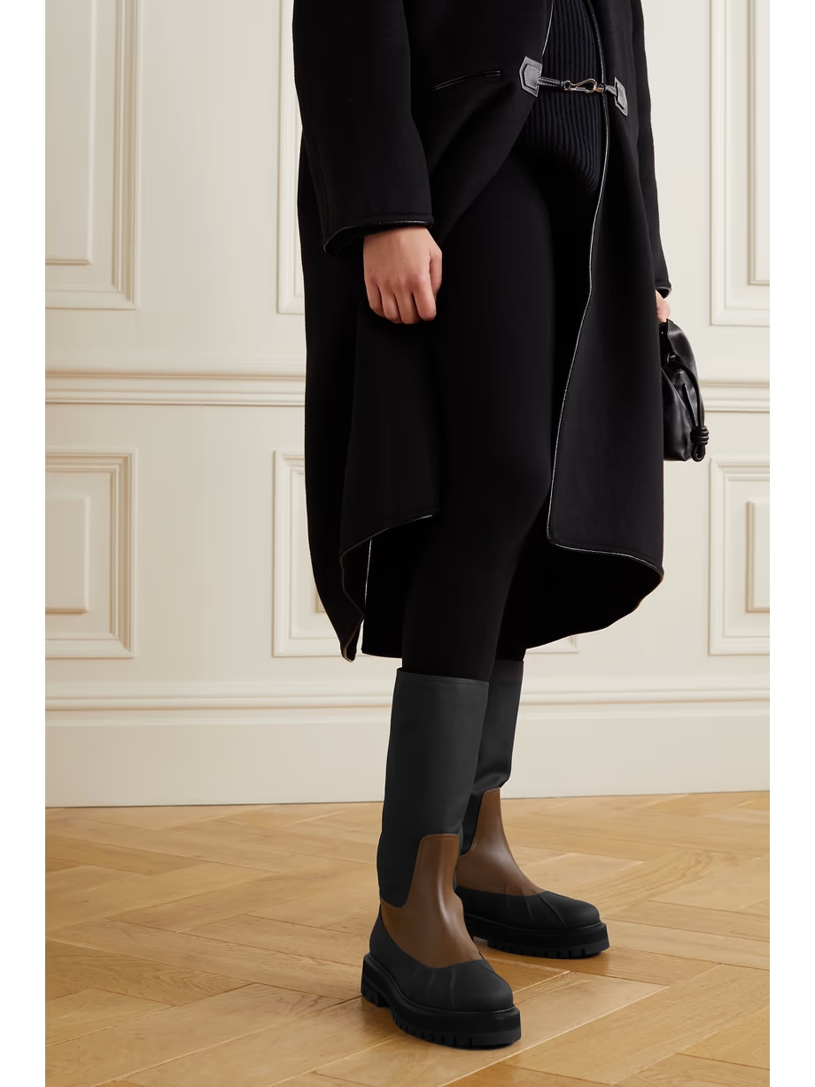 Regent Fishing leather and coated-canvas rain boots Regent Fishing leather and coated-canvas rain boots