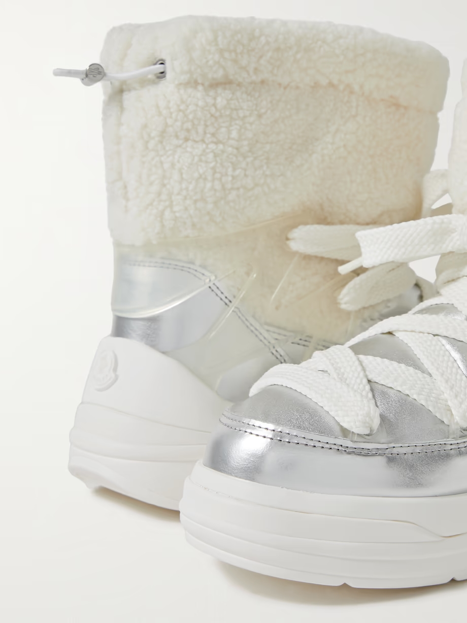 Insolux M rubber-trimmed fleece, metallic shell and leather snow boots Insolux M rubber-trimmed fleece, metallic shell and leather snow boots