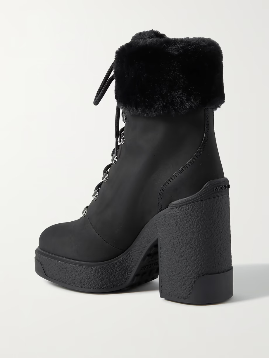 Claudia faux fur-trimmed nubuck ankle boot Claudia faux fur-trimmed nubuck ankle boot
