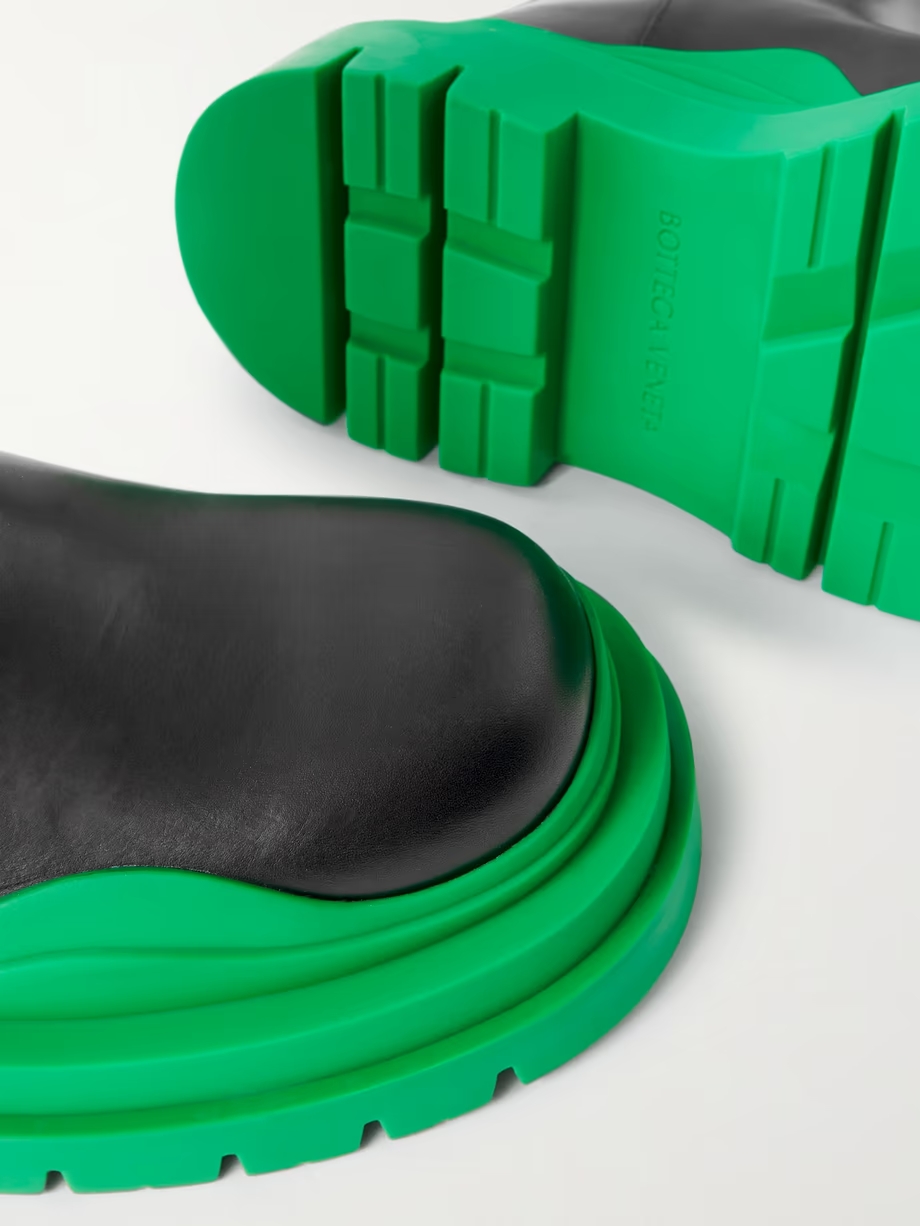 Tire rubber-trimmed leather Chelsea boots Tire rubber-trimmed leather Chelsea boots