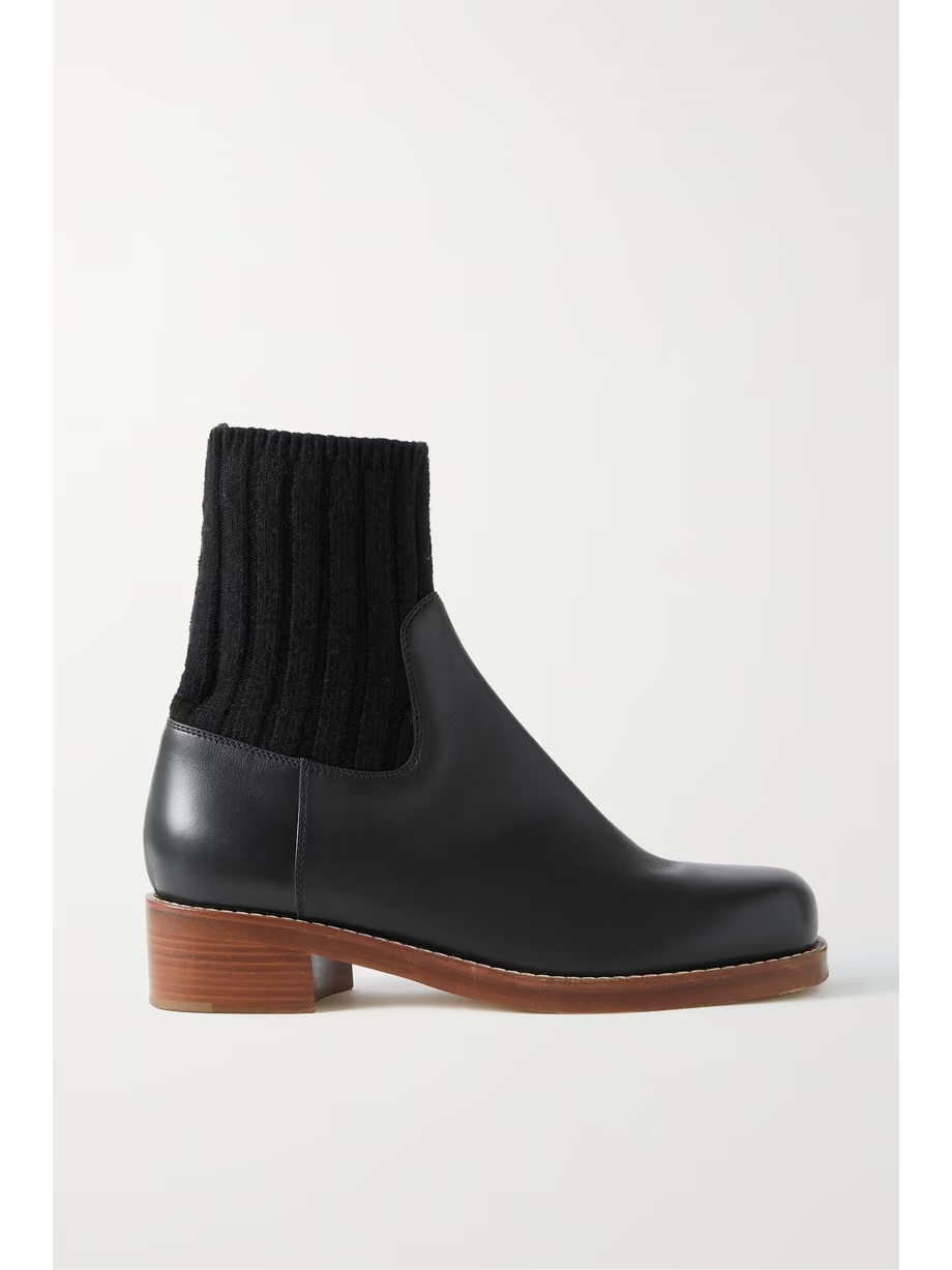 Hobbes ribbed cashmere-trimmed leather Chelsea boots Hobbes ribbed cashmere-trimmed leather Chelsea boots