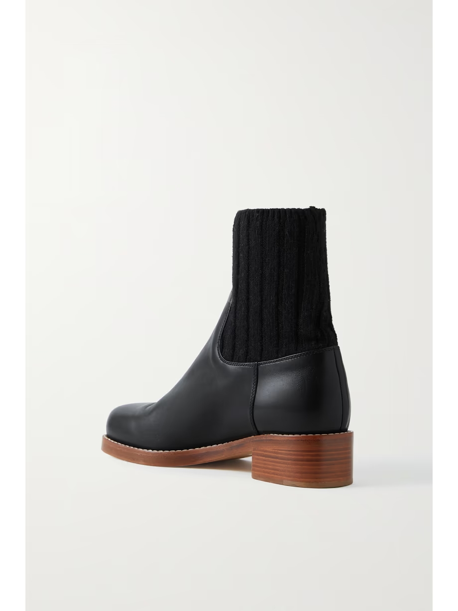 Hobbes ribbed cashmere-trimmed leather Chelsea boots Hobbes ribbed cashmere-trimmed leather Chelsea boots