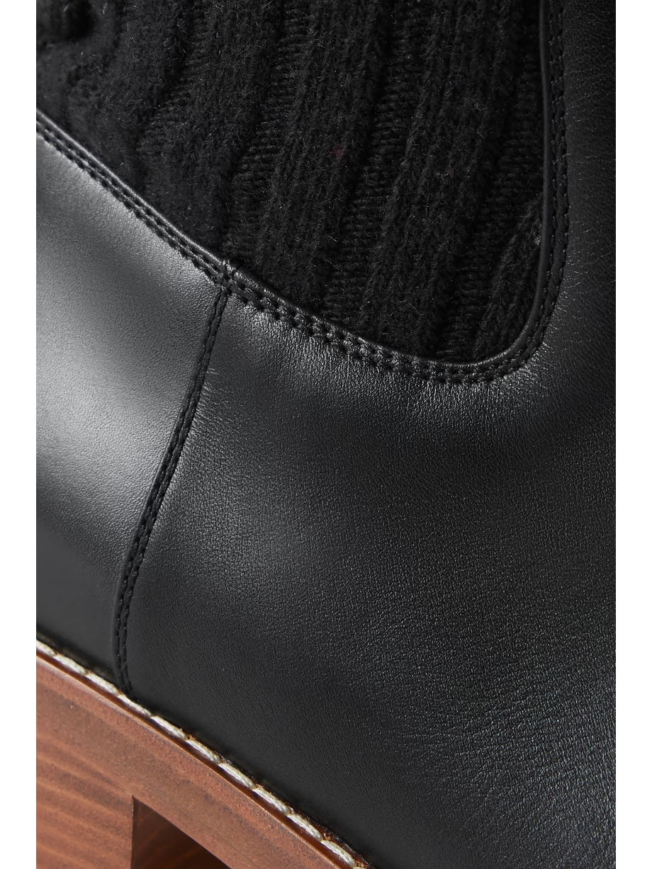 Hobbes ribbed cashmere-trimmed leather Chelsea boots Hobbes ribbed cashmere-trimmed leather Chelsea boots