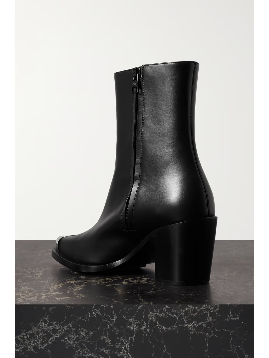 Punk embellished leather ankle boots Punk embellished leather ankle boots