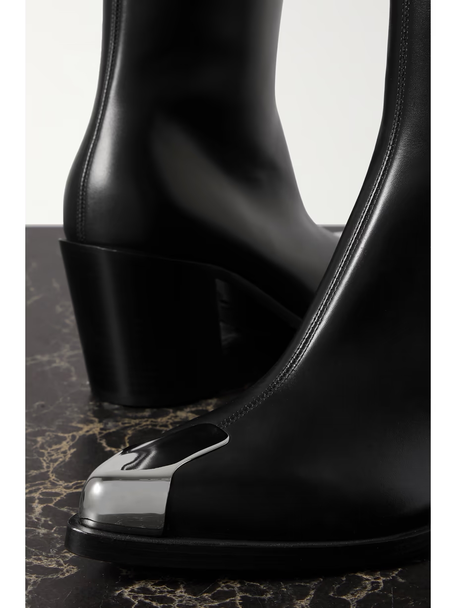 Punk embellished leather ankle boots Punk embellished leather ankle boots