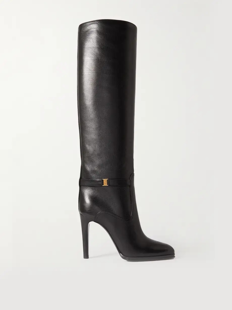 Diane logo-embellished leather knee boots Diane logo-embellished leather knee boots