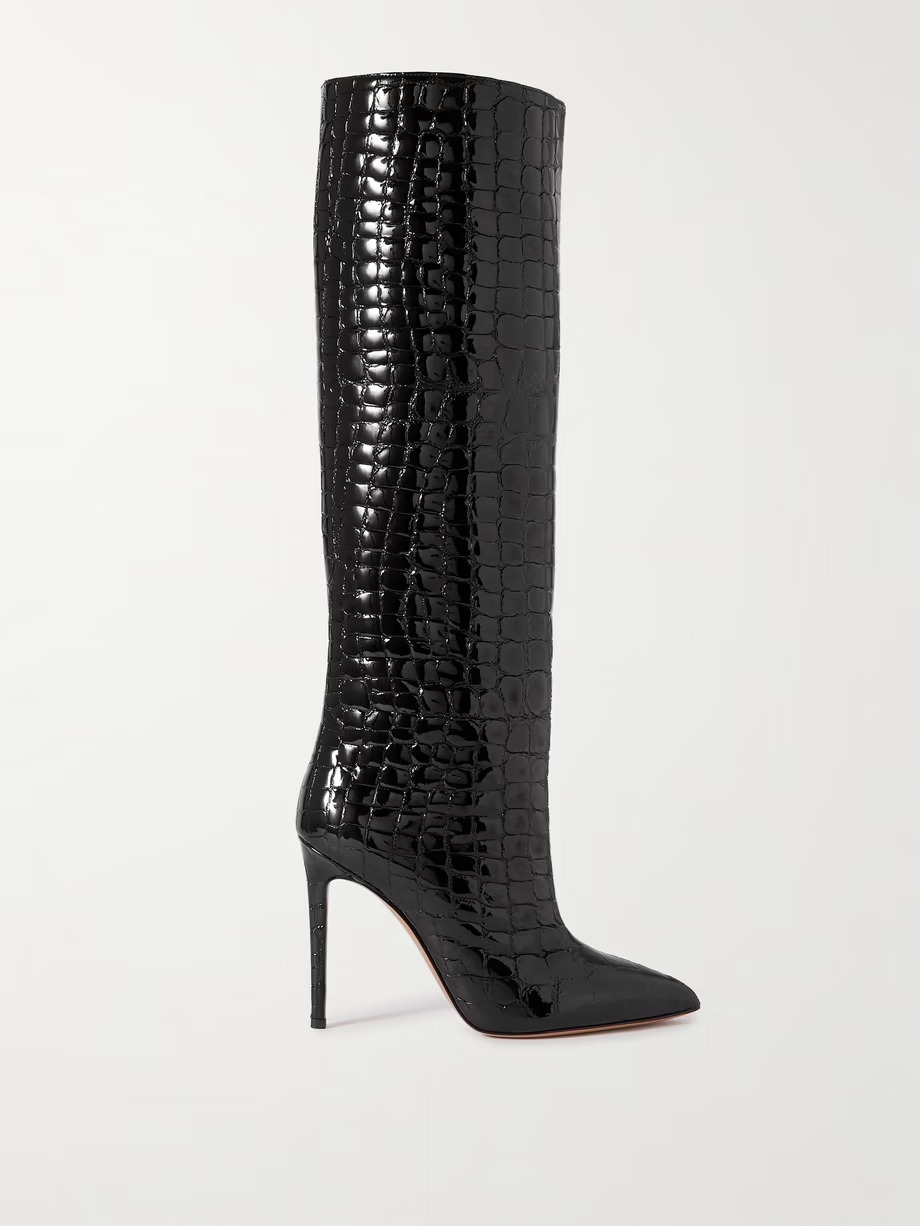 Croc-effect leather knee boots Croc-effect leather knee boots
