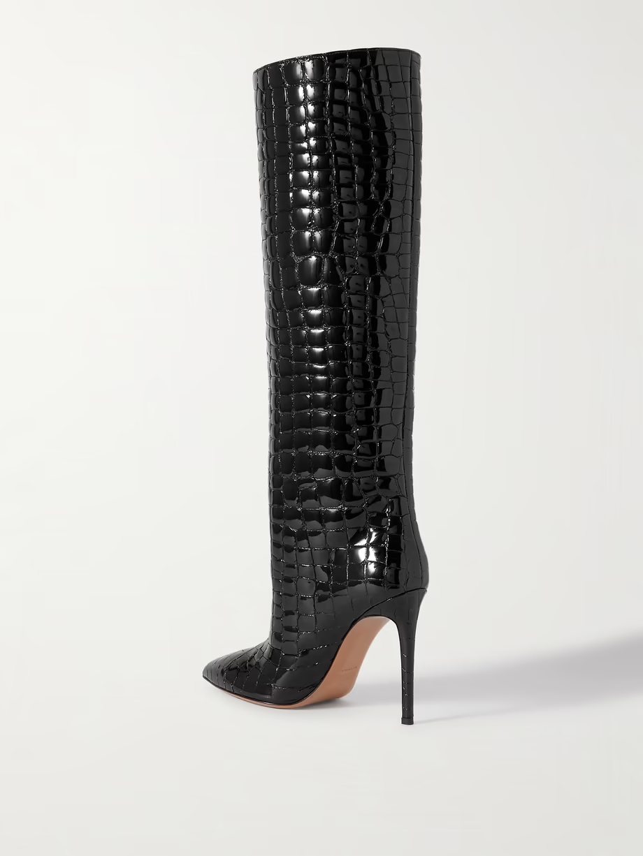Croc-effect leather knee boots Croc-effect leather knee boots