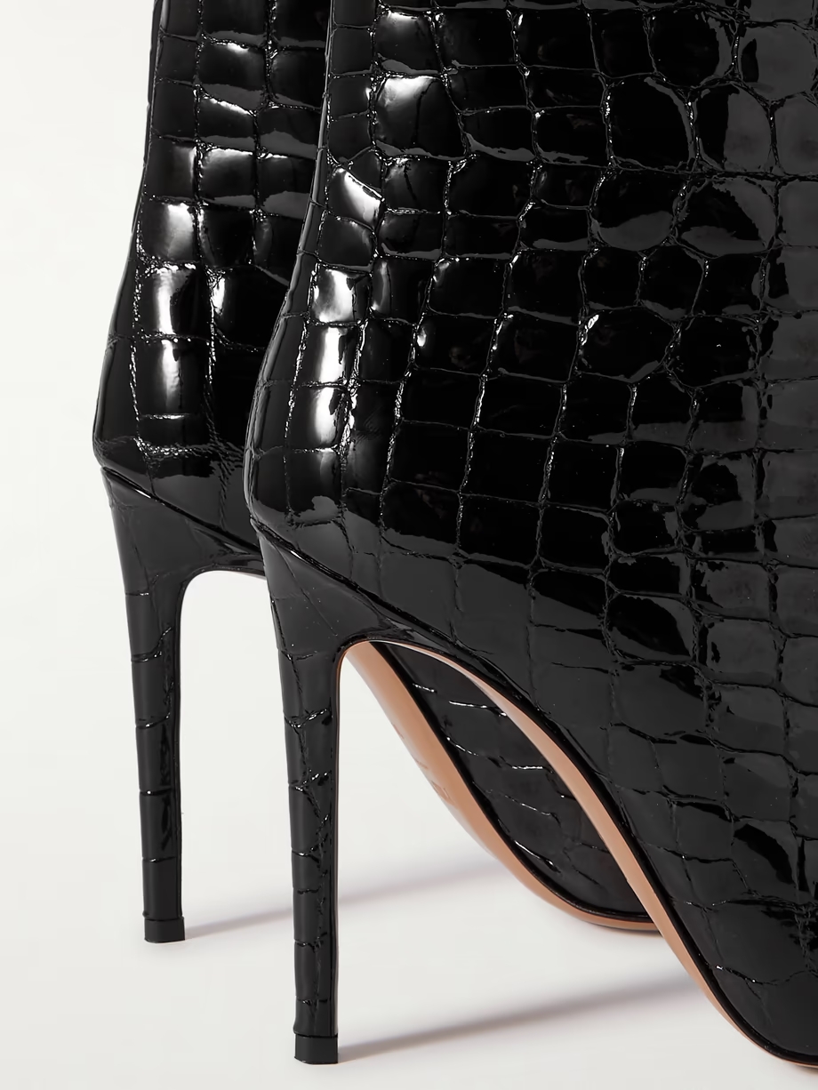 Croc-effect leather knee boots Croc-effect leather knee boots