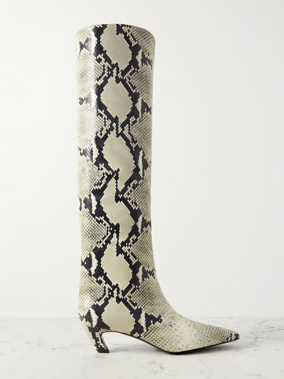 Davis snake-effect leather knee boots Davis snake-effect leather knee boots