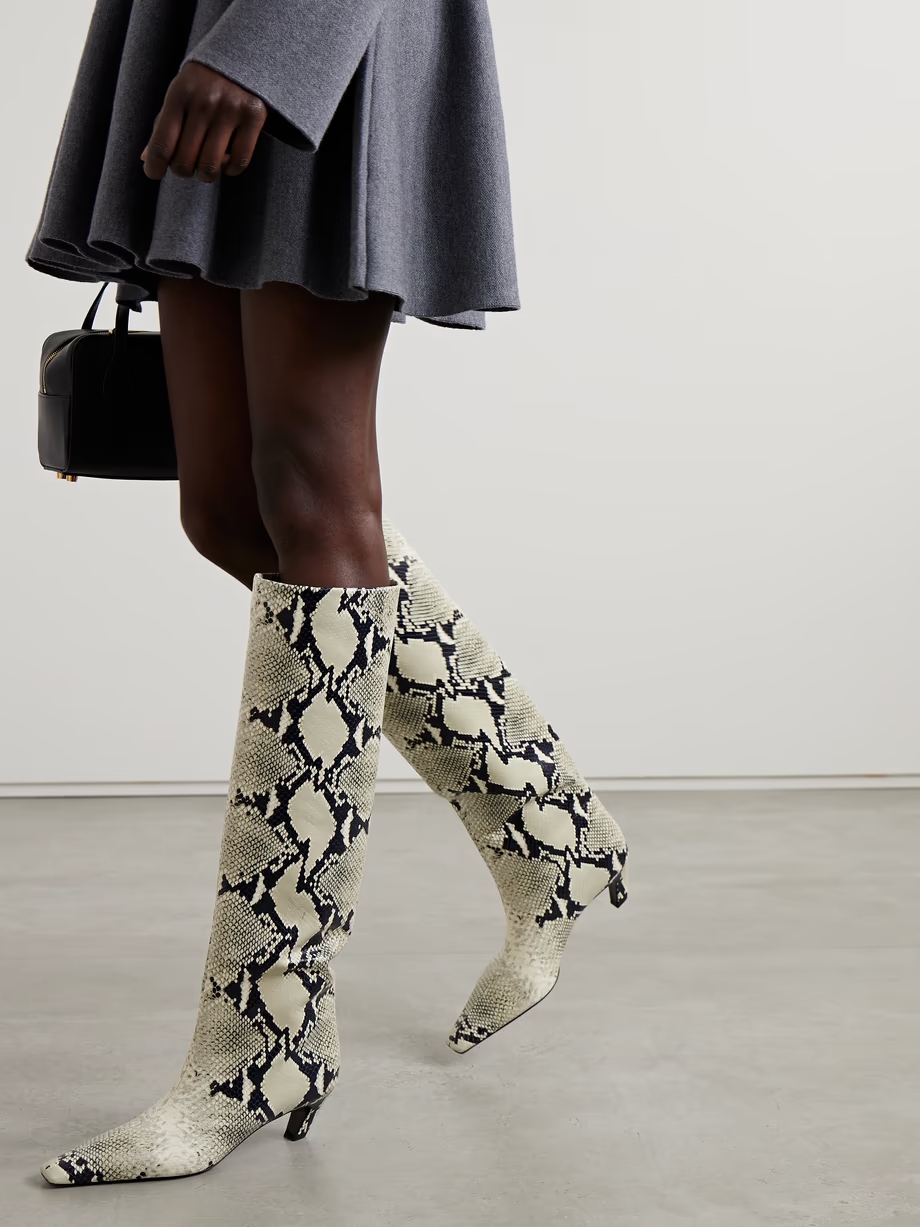 Davis snake-effect leather knee boots Davis snake-effect leather knee boots