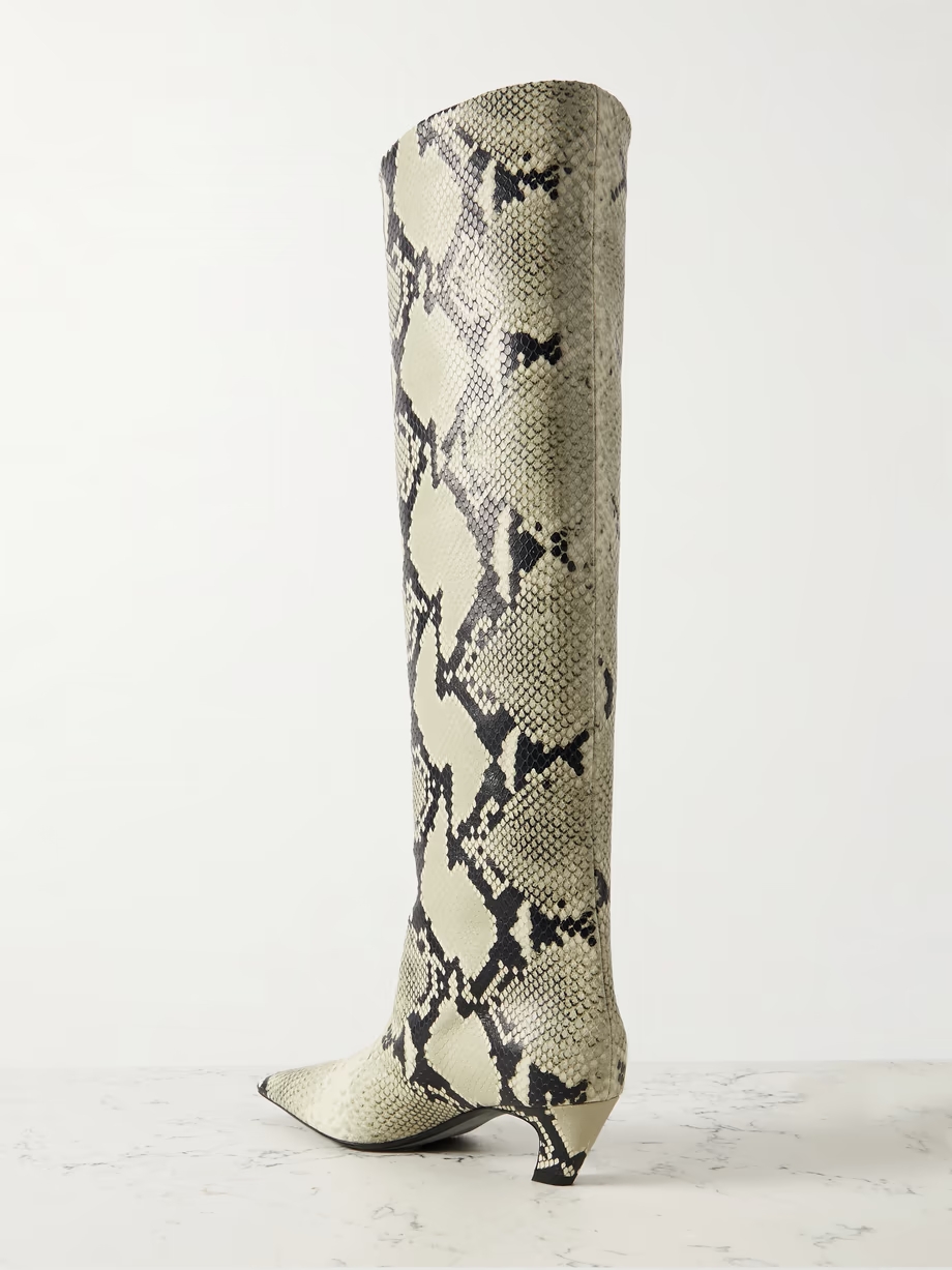 Davis snake-effect leather knee boots Davis snake-effect leather knee boots