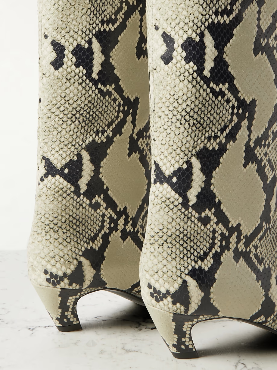 Davis snake-effect leather knee boots Davis snake-effect leather knee boots