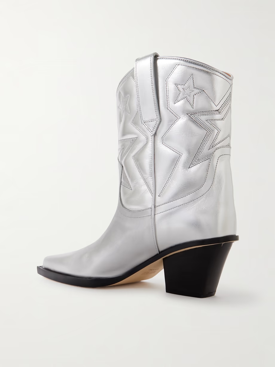 Texas Star embroidered debossed metallic leather cowboy boots Texas Star embroidered debossed metallic leather cowboy boots