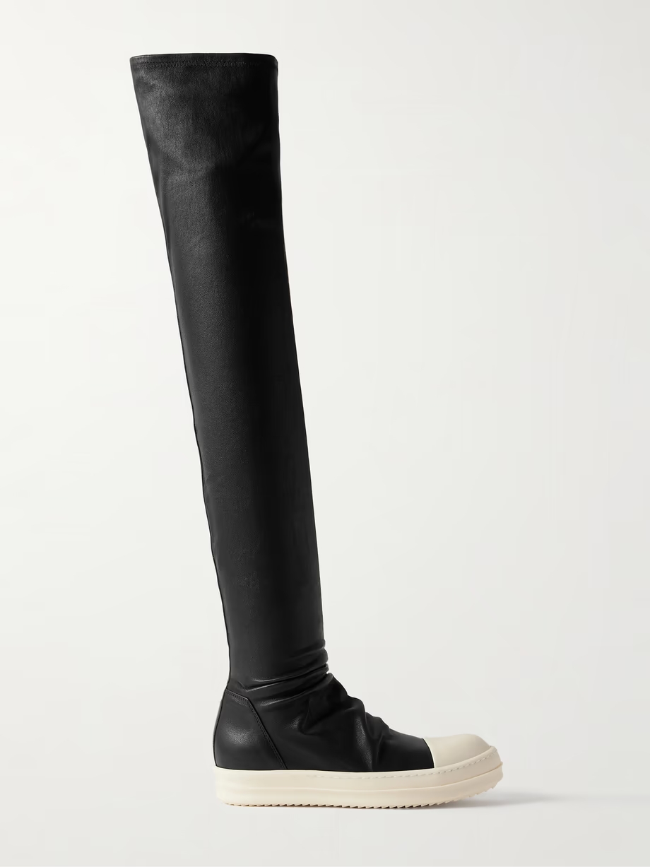 Rubber-trimmed leather over-the-knee boots Rubber-trimmed leather over-the-knee boots