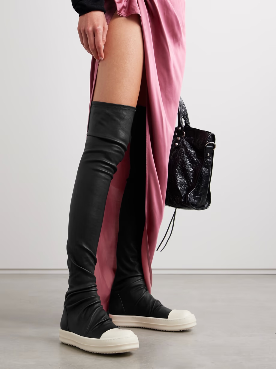 Rubber-trimmed leather over-the-knee boots Rubber-trimmed leather over-the-knee boots