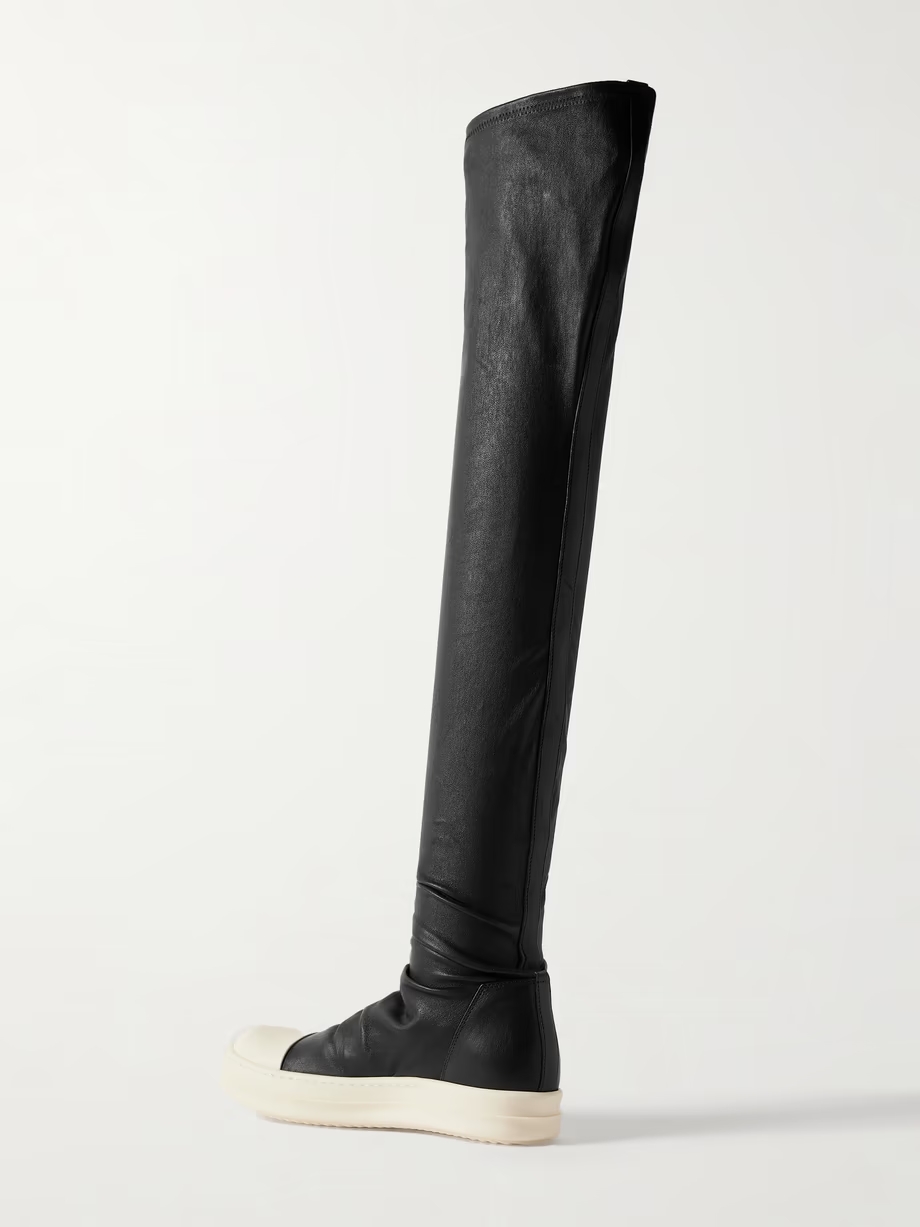 Rubber-trimmed leather over-the-knee boots Rubber-trimmed leather over-the-knee boots