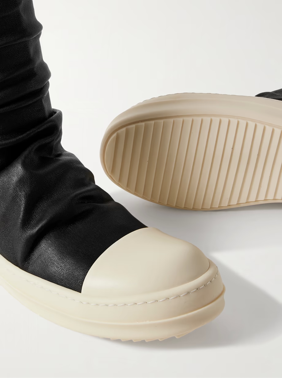 Rubber-trimmed leather over-the-knee boots Rubber-trimmed leather over-the-knee boots